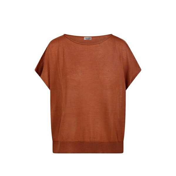 ロベルトコリーナ レディース ティーシャツ トップス Short-sleeve knit t-shirt Brown レディースファッション-Tシャツ・カットソー