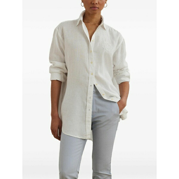 ラルフローレン レディース シャツ トップス Embroidered-logo button-up shirt White｜asty