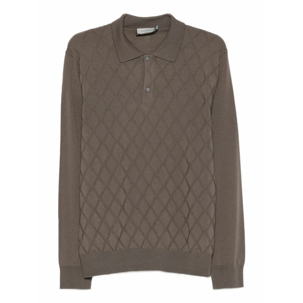 カナーリ メンズ ポロシャツ トップス Diamond-pattern polo shirt Brown|asty