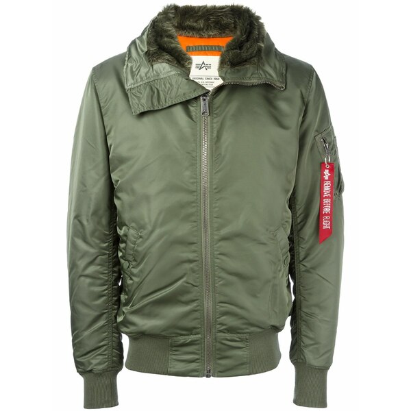 アルファインダストリーズ メンズ 厚地の外套 アウター Furred collar parka coat Green