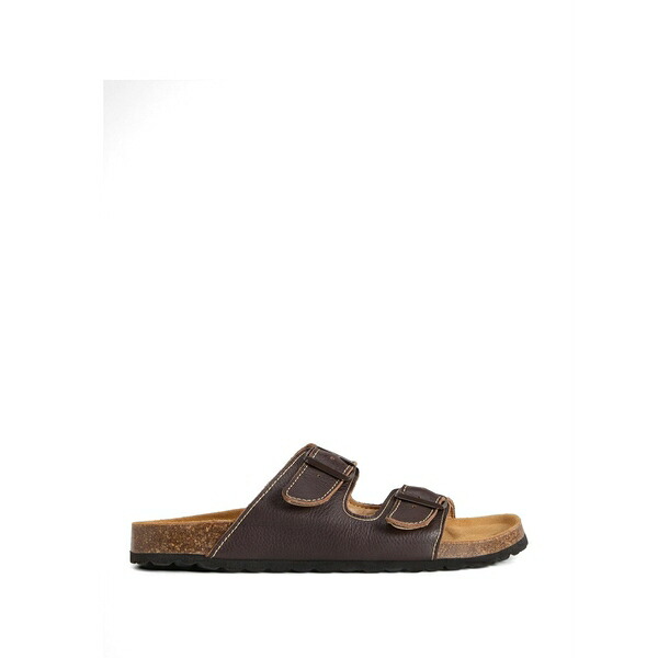 羊毛 資産家 メンズ サンダル シューズ Strap-details leather sandals Brown
