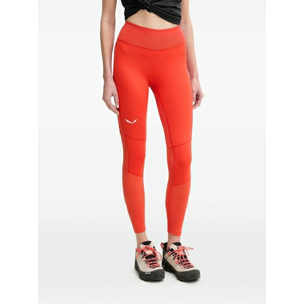 サレワ レディース 心地好いズボン下 ボトムス Logo-print leggings Red