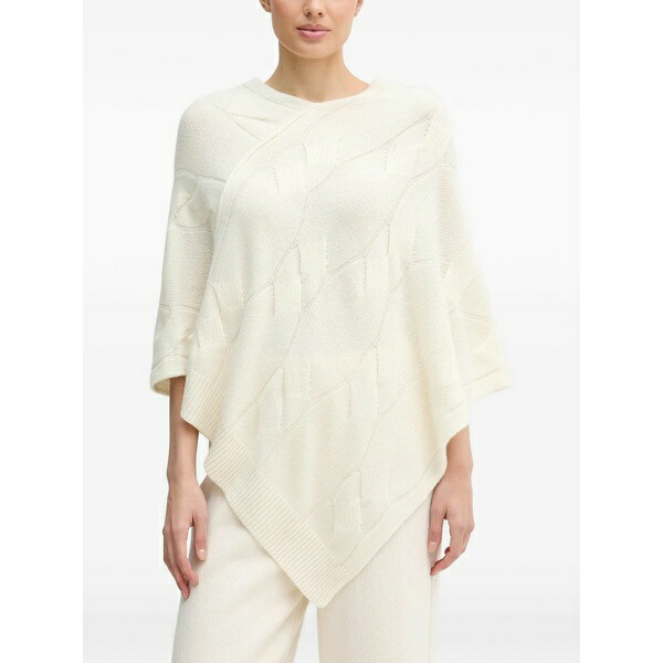 ベネトン  レディース 上衣＆上衣 アウター Cable-knit poncho White コート・ジャケット-レディースファッション
