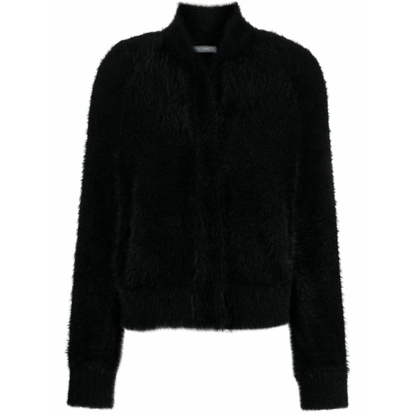 アルベルタ フェレッティ レディース ジレー アウター Brushed-effect press-stud cardigan Black