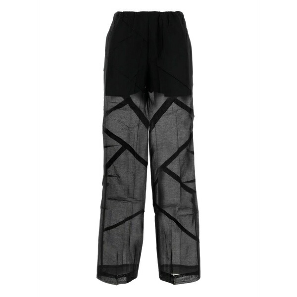コー レディース カジュアルパンツ ボトムス Sheer-panelled wide-leg trousers Black｜asty