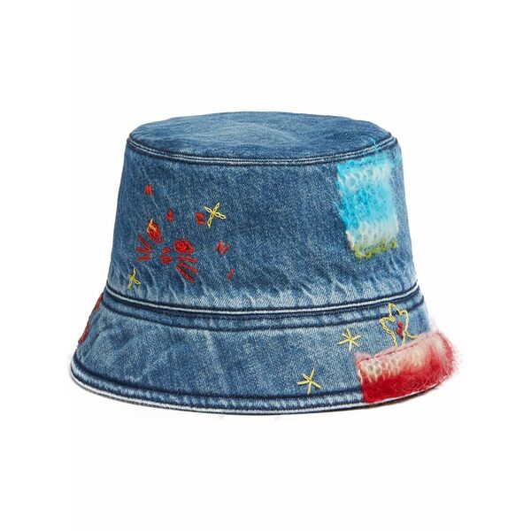 マルニ レディース 鳥打ち帽 付属物 Star-embroidered denim bucket hat Blue