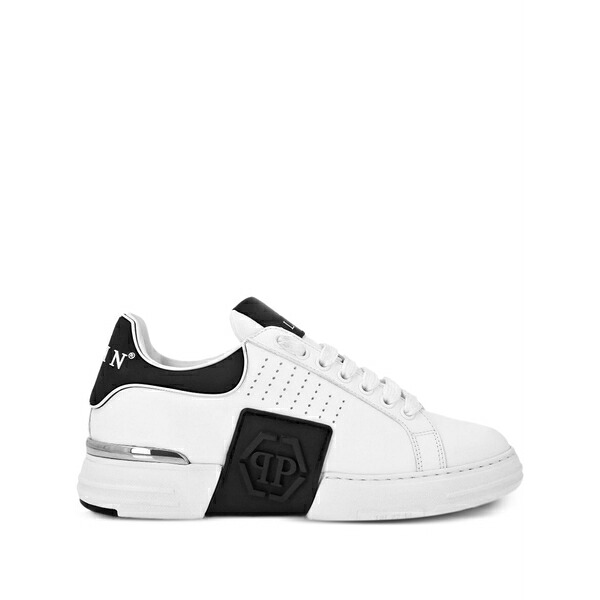 フィリッププレイン メンズ スニーカー シューズ Phantom kick$ perforated sneakers White|asty