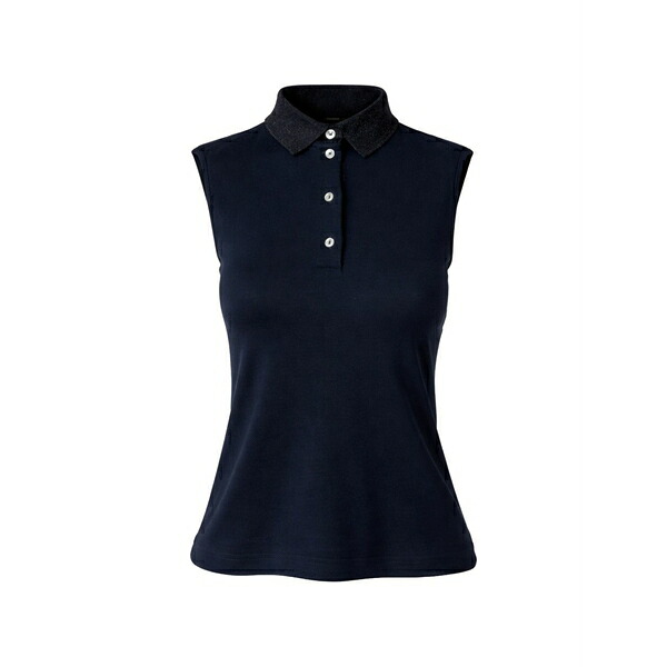 グランサッソ レディース スポーツシャツ トップス Button contrast-collar polo top Blue