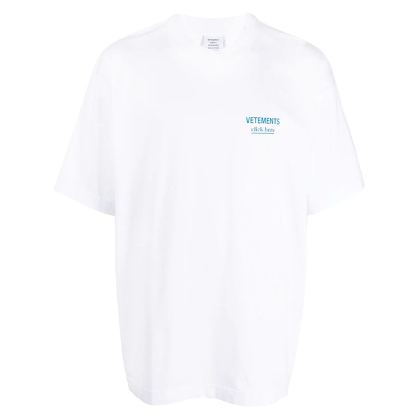 VETEMENTS ヴェトモン ロゴプリント スカイブルーL BLUE Tシャツ