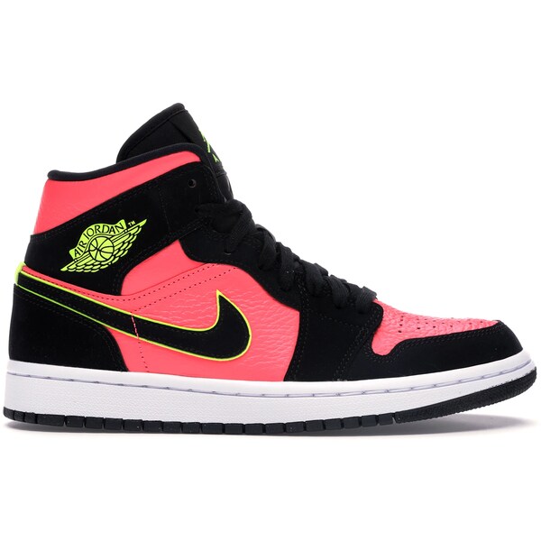 Jordan ジョーダン レディース スニーカー 【Jordan 1 Mid Black Hot Punch (Women's)】 サイズ US_6(23.0cm) Black/Volt-Hot Punch-White|asty