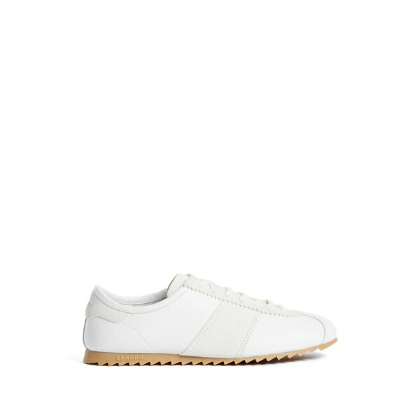サンドロ メンズ スニーカー シューズ Leather suede sneakers White|asty