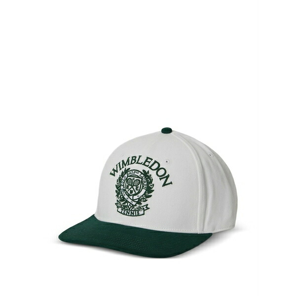 ラルフローレン メンズ 帽子 アクセサリー Wimbledon embroidered-crest twill baseball cap White|asty