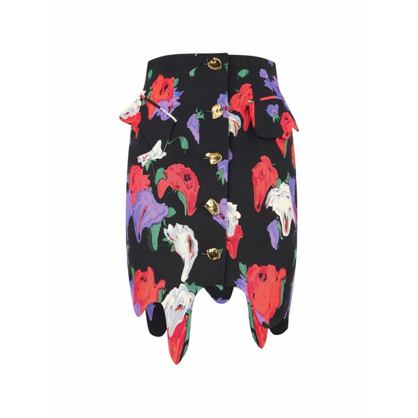 モスキーノ レディース スカート ボトムス Floral-print asymmetrical skirt Black|asty