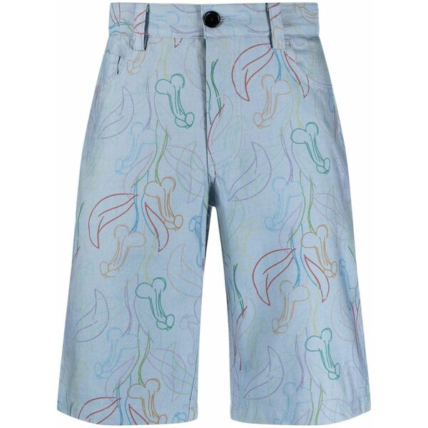 ビクターアンドロルフ メンズ カジュアルパンツ ボトムス Viktor & rolf 5-pocket printed cotton shorts Blue｜asty