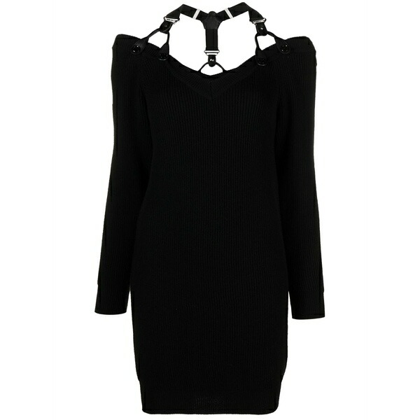 モスキーノ レディース ワンピース トップス Braces-detail knitted dress Black|asty