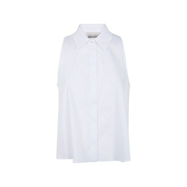 セミクチュール レディース シャツ トップス Quanta sleeveless box-pleat shirt White|asty