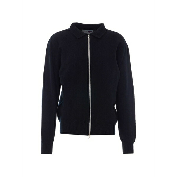 ハウリン メンズ カーディガン アウター Long-sleeve zip-fastening cardigan Blue｜asty