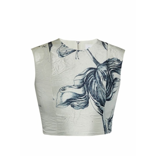 アーデム レディース シャツ トップス Floral-print sleeveless satin top Grey|asty
