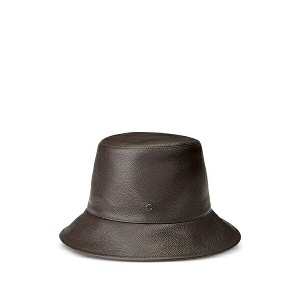 メゾンミッシェル レディース 帽子 アクセサリー Fredo grained-leather bucket hat Brown｜asty