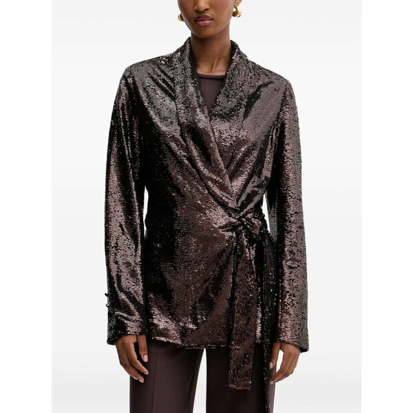 シルビアンヒーチ レディース ジャケット＆ブルゾン アウター Sequin tie blazer Brown｜asty