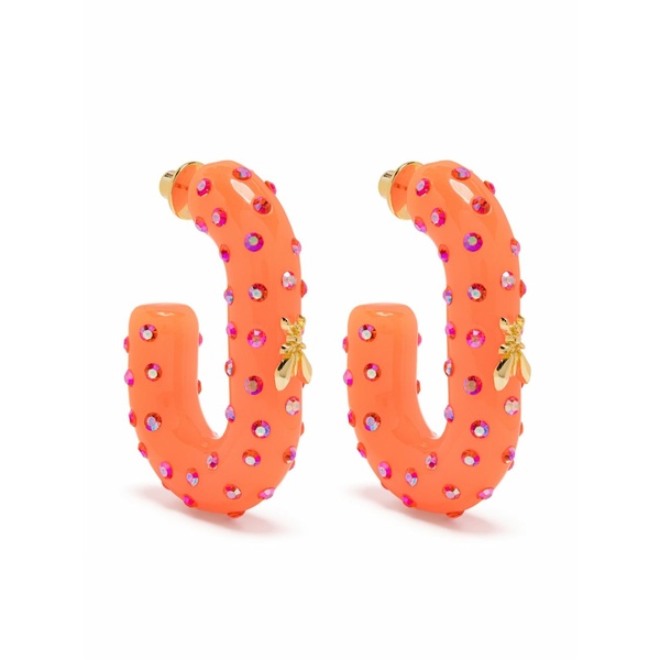 パトリツィア ペペ レディース ピアス&イヤリング アクセサリー Rhinestone hoop earrings Gold|asty