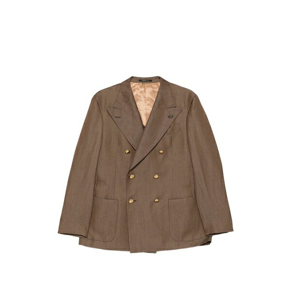 ガブリエレ パジーニ メンズ ジャケット＆ブルゾン アウター Double-breasted front-pocket blazer Brown｜asty 265,800円
