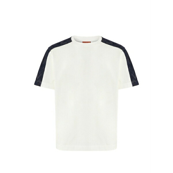ミッソーニ メンズ Tシャツ トップス Zigzag-panel t-shirt White｜asty