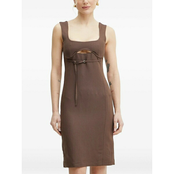 パトリツィア ペペ レディース ワンピース トップス Cut-out smocked mini dress Brown|asty