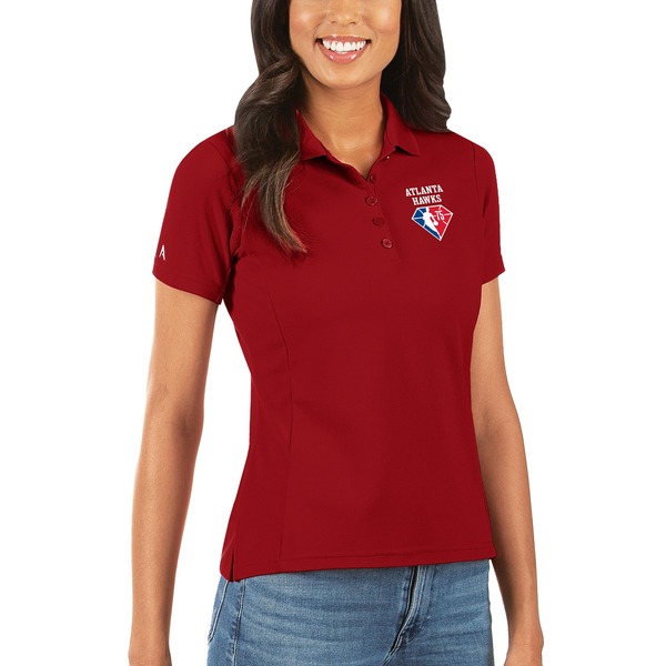 アンティグア レディース ポロシャツ トップス Atlanta Hawks Antigua Women's NBA 75th Anniversary  Legacy Pique Polo Red 超高品質で人気の