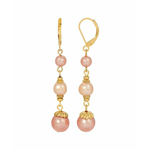 2028 レディース ピアス アクセサリー Pink Earrings Drop Pearl White 