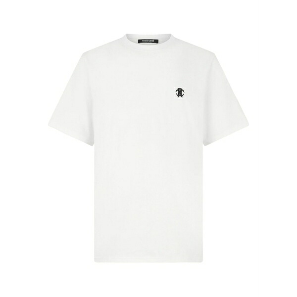 ロベルトカヴァリ メンズ Tシャツ トップス Embroidered-logo t-shirt White｜asty