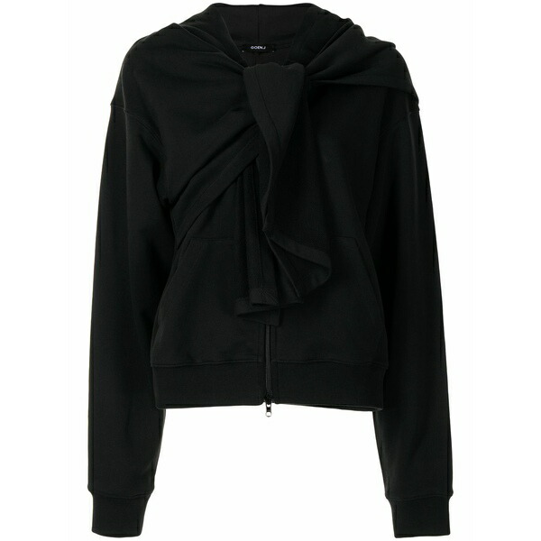ゴエンジェイ レディース パーカー・スウェットシャツ アウター Knot detail zip-up hoodie Black