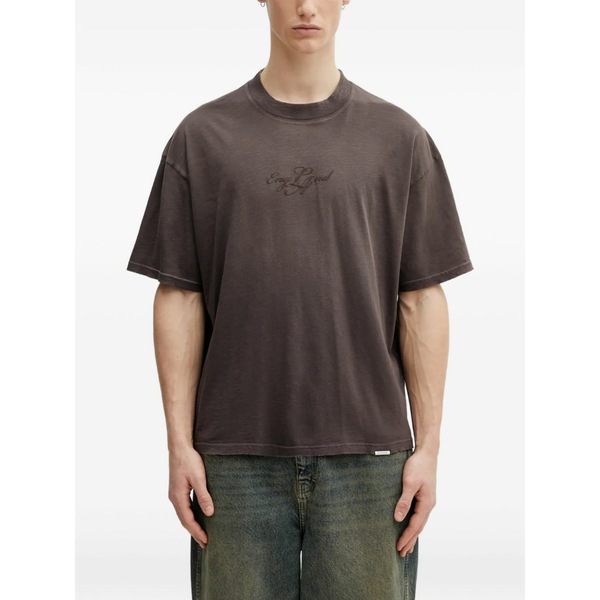 リプレゼント メンズ Tシャツ トップス Logo-embroidered short-sleeve t-shirt Brown