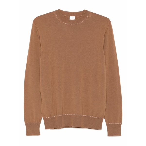 イレブンティ メンズ ニット&セーター アウター Round-neck wool sweater Brown｜asty 43,680円