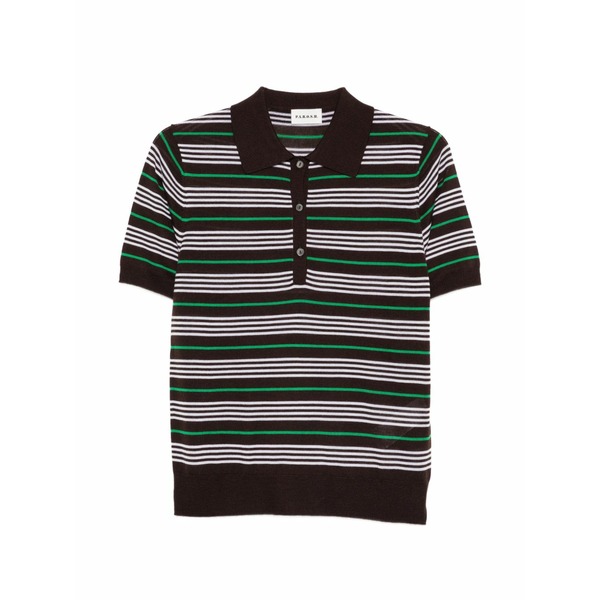 パロッシュ レディース スポーツシャツ トップス Striped polo top Brown