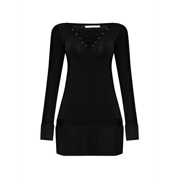 イロ レディース ワンピース トップス Floca pleated mini dress Black｜asty