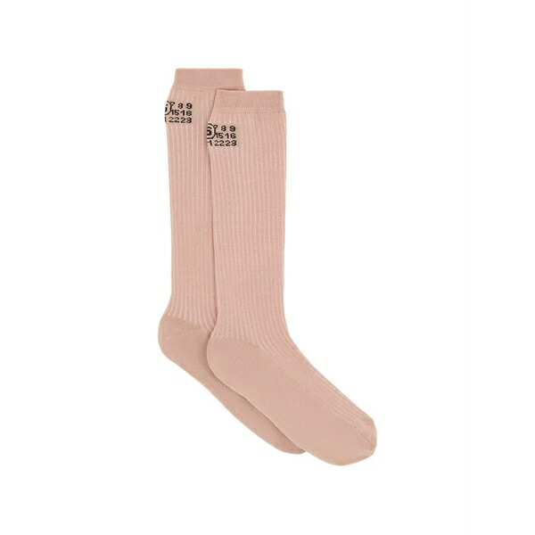 マルタンマルジェラ レディース ソックス アンダー御召しもの Logo-detail socks Pink