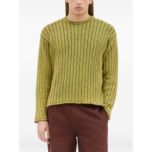 ジェイソンマーク メンズ 編み物\u0026プルオーバー アウター Ribbed crew-neck sweater Green