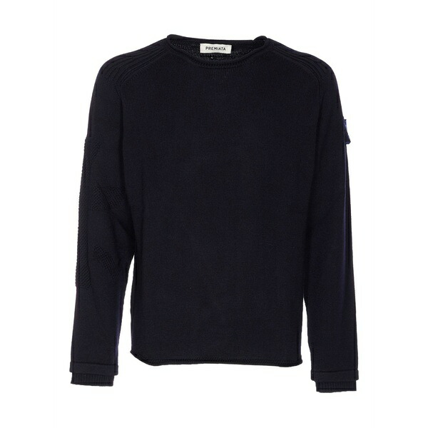 プレミアータ メンズ ニット&セーター アウター Embroidered-logo crew-neck sweater Blue|asty
