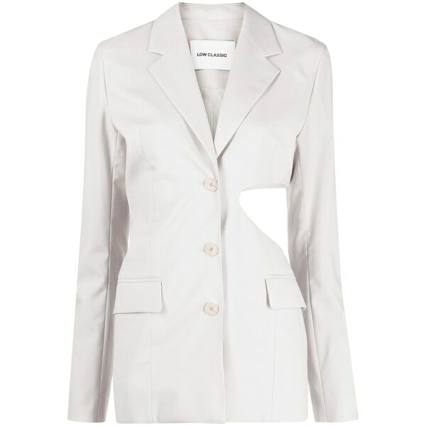 ロウ クラシック レディース ジャケット＆ブルゾン アウター Single-breasted cut-out wool blazer Grey｜asty