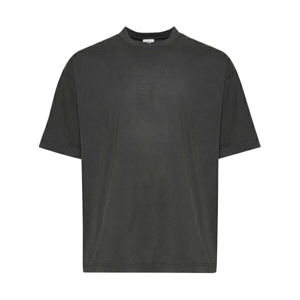 ヴェトモン メンズ Tシャツ トップス Slogan-print t-shirt Grey｜asty