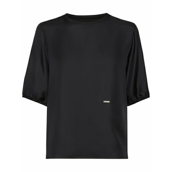 ディースクエアード レディース プルオーバー トップス Logo plaque t-shirt  Black