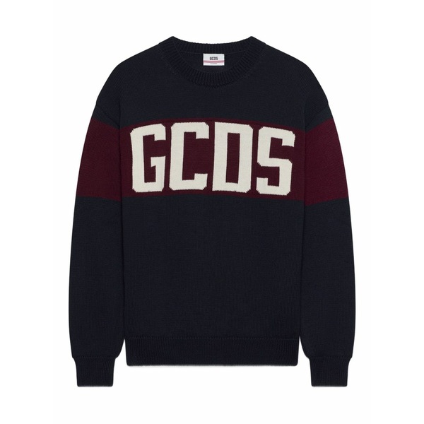 ジーシーディーエス メンズ ニット&セーター アウター Striped logo-detail sweater Blue｜asty