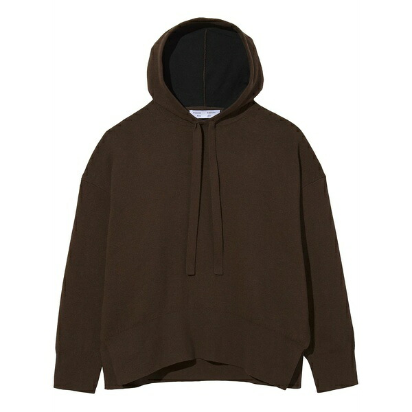 プロエンザ スクーラー 白いこと 付け紙 レディース 編み物\u0026プルオーバー アウター Drop shoulder knitted hoodie Brown トップス-セーター