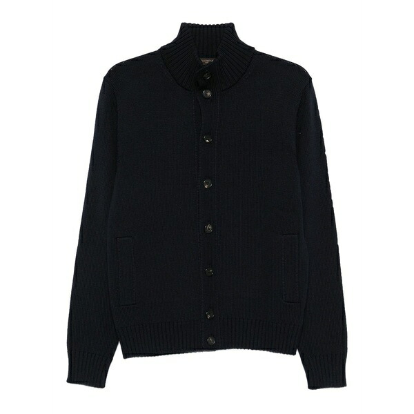 ザノーネ メンズ ジレー アウター High-neck wool cardigan Blue