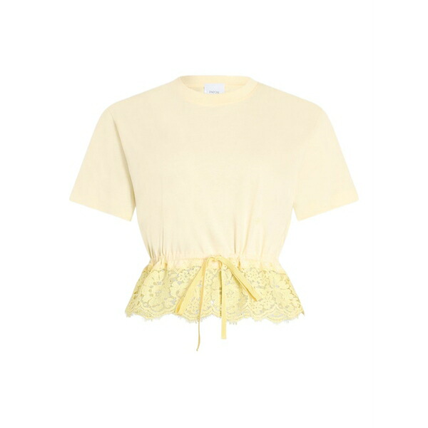 ジャンパトゥ レディース ティーシャツ トップス Lace-hem t-shirt Yellow トップス-Tシャツ・カットソー-レディースファッション