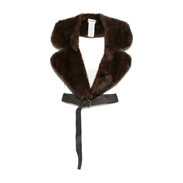 パロッシュ レディース えり巻き・袈裟・えり巻き 付属品 Fur-trimmed leather-belt scarf Brown