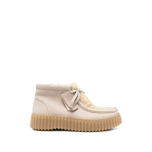 クラークス レディース ブーツ シューズ Torhill shearling-panel lace-up boots Neutrals