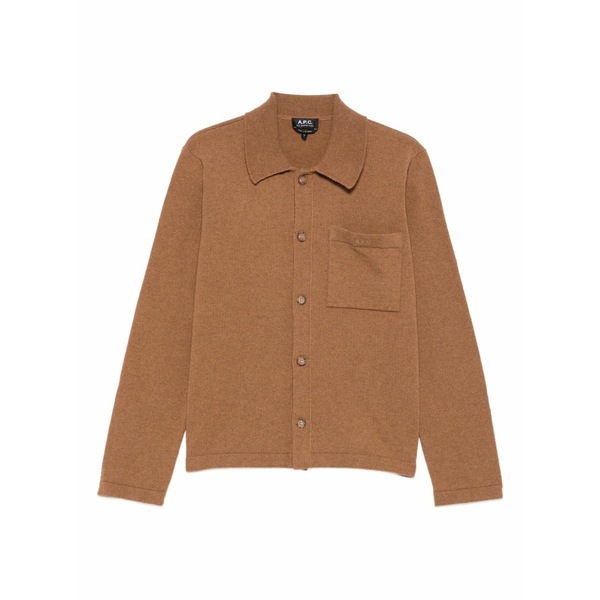 アーペーセー メンズ ジレー アウター Buttoned patch-pocket cardigan Brown