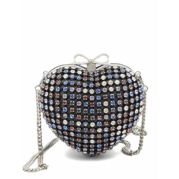 セルフ・ポートレイト レディース クラッチペダル御徒面子 御徒面子 Crystal-embellished heart clutch bag Black